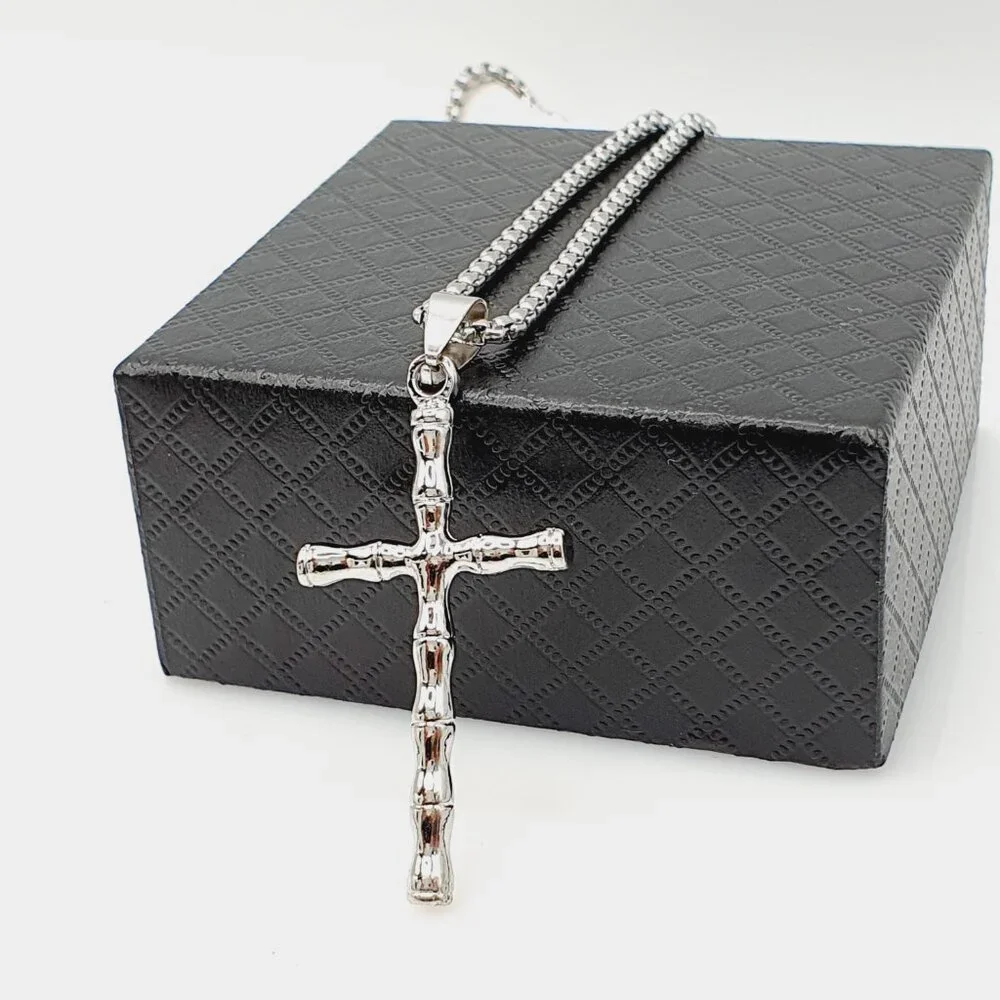 ❤️Fashionable Bamboo Cross Christian Pendant Necklace for women/men,N90201P196